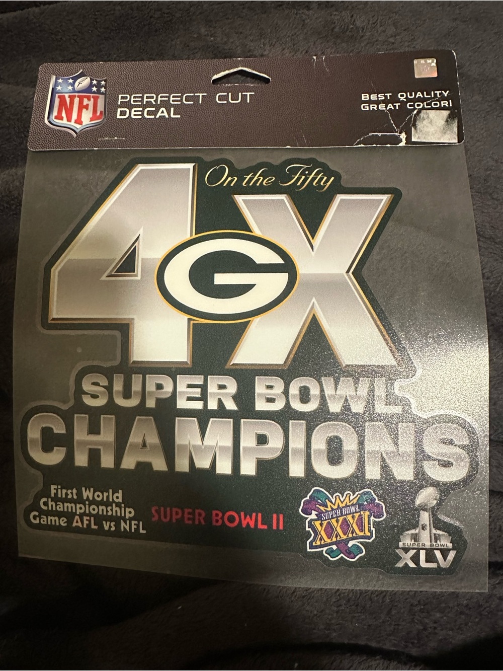 NFL Green Bay Packers 4X Champions car Decal - Green/Gold/White